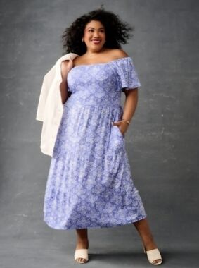 Denim & Co Heritage Petite Knit Gauze Midi Dress